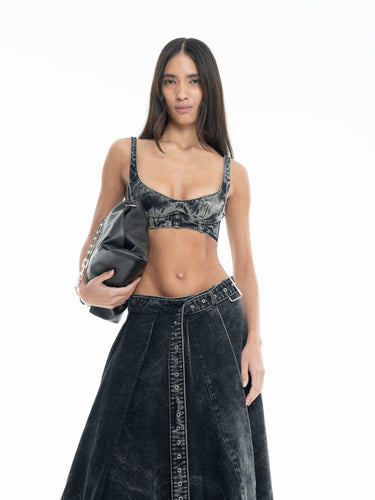 BLACK ACID WASH DENIM BRA marques almeida
