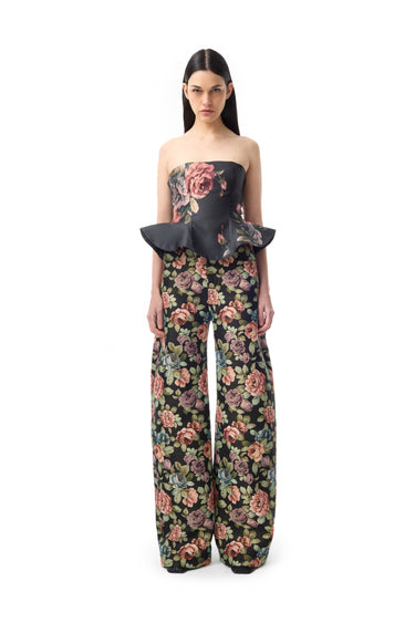 BLACK BROCADE BOYFRIEND STYLE TROUSERS marques almeida
