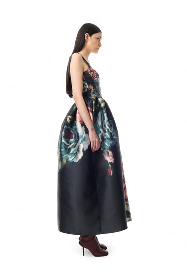 BLACK FLOWER PRINTED PRINCESS DRESS marques almeida