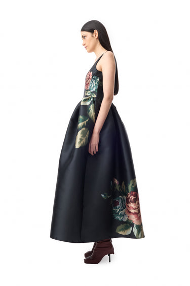 BLACK FLOWER PRINTED PRINCESS DRESS marques almeida