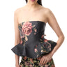 BLACK FLOWER PRINTED STRAPLESS WAISTED TOP marques almeida