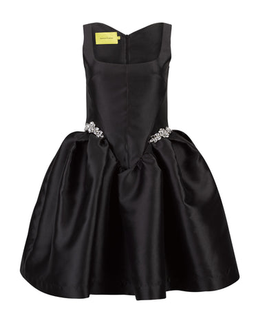 BLACK SHORT PUFF HEM DRESS WITH EMBELISHMENT marques almeida