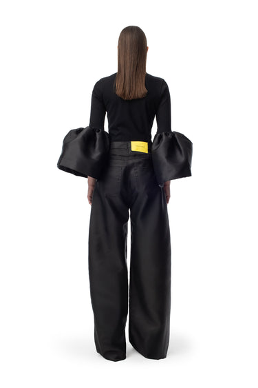 BLACK TURTLENECK PUFF SLEEVE TOP marques almeida