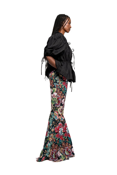 BLACK WRINKLED COTTON LACES RUCHED BLOUSE marques almeida