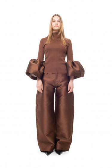 BROWN MIKADO BOYFRIEND TROUSERS marques almeida