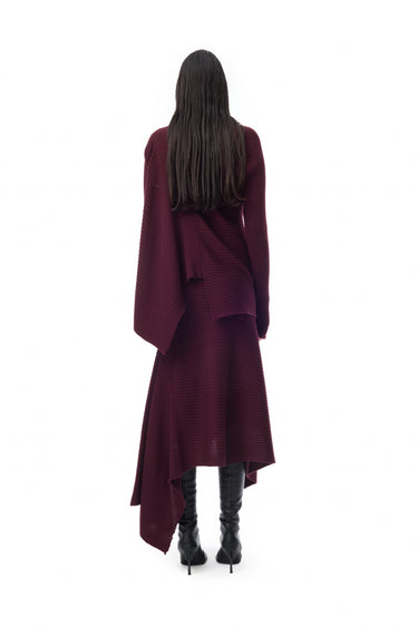 BURGUNDY MERINO DRAPED JUMPER marques almeida