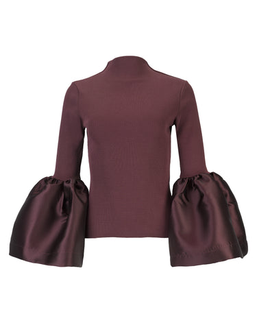 BURGUNDY TURTLENECK PUFF SLEEVE TOP MARQUES ALMEIDA