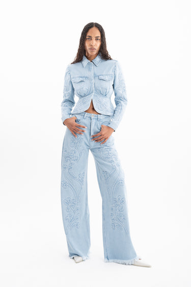 DENIM JACKET WITH FLOWER EMBROIDERY marques almeida