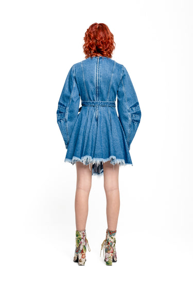 DENIM SHORT DRESS WITH ROUND SLEEVES marques almeida