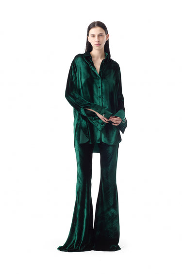 GREEN VELVET FLARE TROUSERS marques almeida