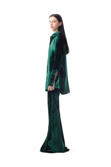 GREEN VELVET FLARE TROUSERS marques almeida