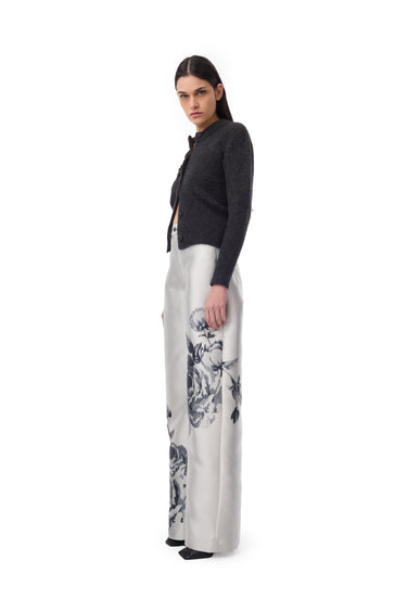 GREY FLOWER PRINTED BOYFRIEND PANTS marques almeida