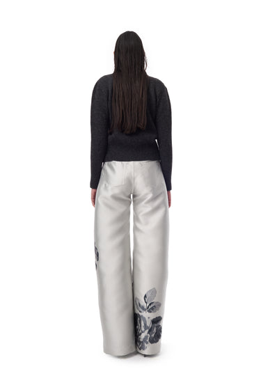 GREY FLOWER PRINTED BOYFRIEND PANTS marques almeida