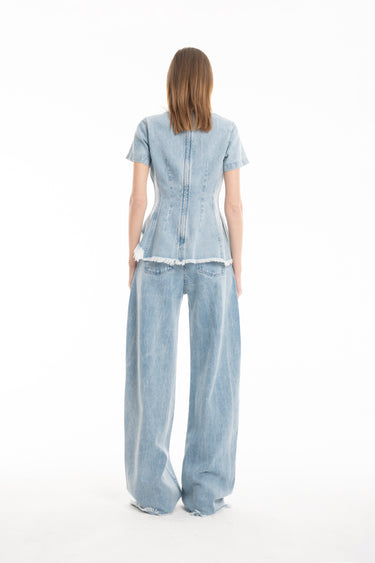 LIGHT BLUE DENIM ASYMMETRIC T-SHIRT marques almeida