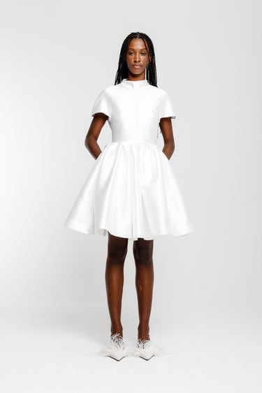 WHITE SHORT SLEEVE PUFF SKIRT DRESS marques almeida